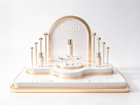 Support d'affichage en acrylique arqué pour parfums et cosmétiques avec éclairage LED, base à niveaux pour produits de maquillage et de beauté, taille et couleur personnalisables