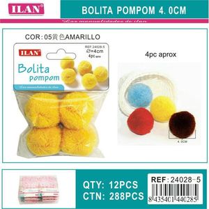 Ilan Bolita Pompom 4,0 cm Jaune Décorations Artisanales - Product Image 1