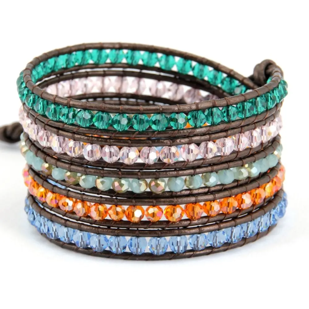 BOHO Crystal Bracelet Retro Jewelry Natural Stone Braided Long Distance Wrap Bracelets