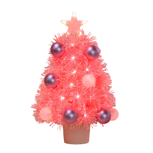 Co-Arts Navidad Arboles Small Xmas 2ft Tabletop Mini Fibra óptica Pink Christmas Tree Arbol De Navidad Indoor Home Decoration - Product Image 1
