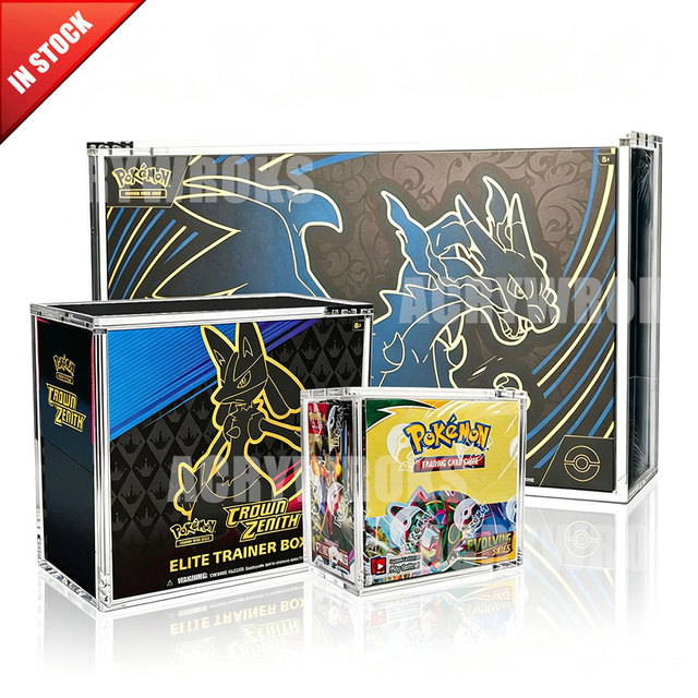 Factory Wholesale UV Resistance Pokemoned Acrylic ETB Storage Box Clear Acrylic Booster Box Display Case with Magnetic Lid