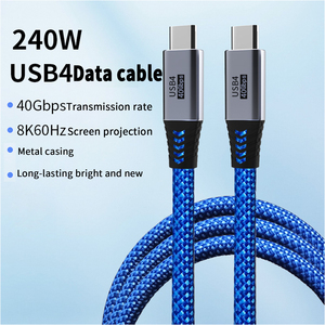 Câble USB4 Type-C 240W |   Câble de transfert de données vidéo 8K Premium, accessoires électroniques mobiles, charge rapide, <span class=keywords><strong>cordon</strong></span> tressé en nylon - Product Image 1