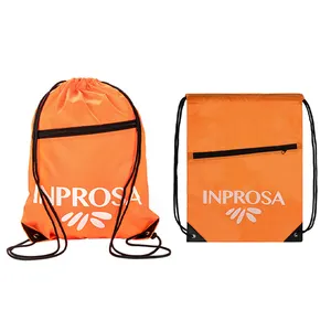 गर्म बेच नारंगी जिपर Drawstring बैग मोटी कपड़े खेल बैग Shoelaces के साथ निविड़ अंधकार और धूल सबूत