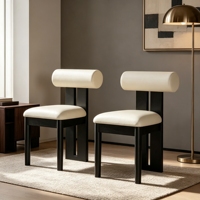 Chaise Moderne Minimaliste Solide en Bois d'Hévéa avec Dossier Rembourré et Assise Crème – Vente en Gros, OEM, Faible MOQ, Fournisseur Direct d'Usine