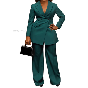 Women's Elegant Suit <b>Set</b> With Waist-Defining Collar and Solid-Color Trousers Pants Fashion - Product Image 3
