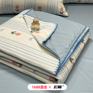 1688 100% Cotton Quilt Set 4 Pieces Floral Print Summer Air Conditioning Quilt Home Use - Product Image 5