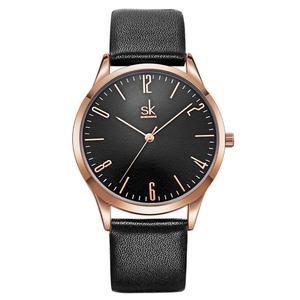 Montre personnalisée avec logo SHENGKE 9003, montre de couple neutre pour les affaires, montre à aiguilles, mode simple, décontractée, quartz, bracelet en cuir, étanche - Product Image 1