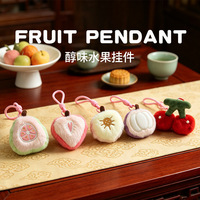 Figurines en peluche 3D miniatures de fruits (cerise, litchi, mangue, myrtille, kiwi) de 9 cm, pendentifs porte-clés, jouets en peluche anime