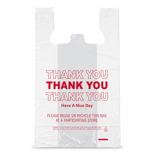 Bolsa de Plástico Tipo Camiseta para Compras, con Impresión Personalizada de 'Gracias' <span class=keywords><strong>y</strong></span> 'Que Tenga un Buen Día', para Restaurantes <span class=keywords><strong>y</strong></span> Comida para Llevar, Precio Económico al por Mayor - Product Image 6