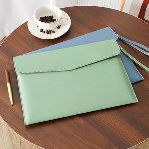 Sac de fichiers en cuir PU souple avec poignée verrouillable coffre-fort stockage étanche argent promotionnel société fichier d'entreprise Document - Product Image 1