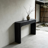 Console vintage en bois massif, table d'entrée minimaliste en forme de U, table de couloir rustique longue pour villa de luxe