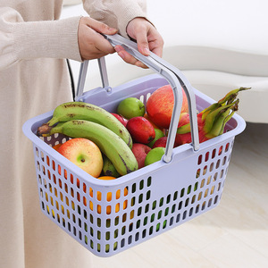 Panier de rangement portable en plastique rectangulaire avec poignées pour l'organisation et le stockage, emballage multicolore - Product Image 3