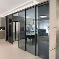 Cloison de bureau moderne personnalisable en verre avec cadre en aluminium, cloisons de séparation de bureau à domicile pliables, maison
