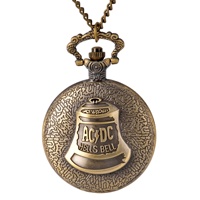 Vente en gros Quartz Bronze Bell Vintage Collier Chaîne Pendentif Fob Montres de poche