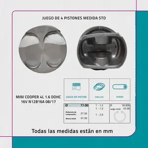 Ensemble de pistons standard pour Mini Cooper 4L 1.6 DOHC 16V N12B16A 08/17 - Product Image 5