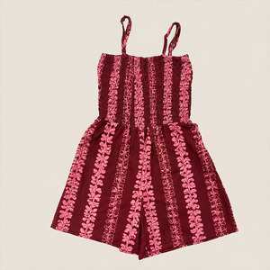 Minimum order quantity design beach print pleated loose casual <b>Romper</b> custom linen mixed cotton Aloha jumpsuit - Product Image 2