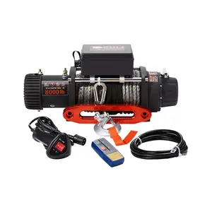 Engrenagens fortes do motor, velocidade rápida do freio 8000lb winch 12v para jeep carro offroad 4x4 com corda sintética