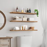 Étagère flottante à motif grain de bois, support invisible de 1,5 pouce d'épaisseur, cadre suspendu 39,4x7,9 pouces pour salle de bain et salon