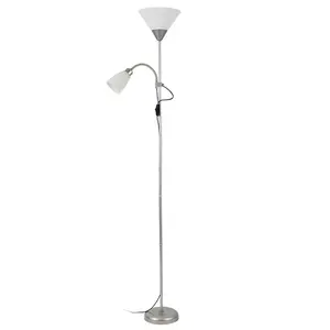 Groothandel Swing Arm Verstelbare Moeder En Zoon Metalen Torchiere Vloerlamp Met Side Leeslamp