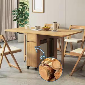 Ensemble table et chaises pliantes multifonctionnelles de petite taille en bois massif et métal pour usage hôtelier - Product Image 5
