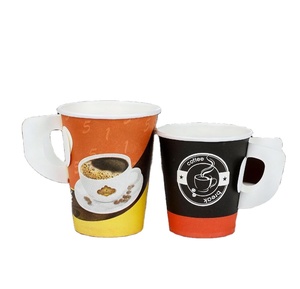 Custom Size Unique Arabic 8oz Packaging Cafe Cup logo Black Printed Cups with Handles Coffee Shop Products Vasos 9oz De Carton - Product Image 1