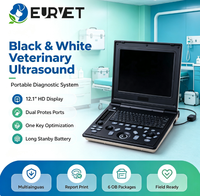 Échographe vétérinaire portable noir et blanc EUR VET avec support multilingue, préréglages spécifiques pour animaux et clavier souple facile à utiliser