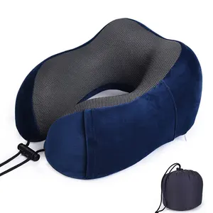 Portable Airline Traveling Cushion Memory Foam Airplane U Shaped Neck Pillow Ergonomic Travel Pillow with Carry Bag