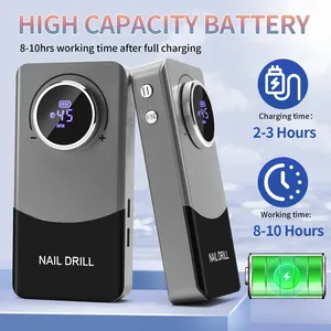 Ponceuse à ongles professionnelle, 6 forets et bande abrasive, perceuse à ongles V9 45000 tr/min avec écran LED, perceuse à ongles électrique USB, outil pour ongles - Product Image 2
