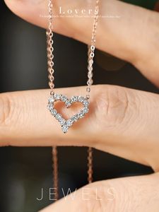 Collier en or 18 carats en forme de cœur avec diamants Xinfly, chaîne de clavicule polyvalente et élégante pour mariages, fêtes, or rose/blanc, cadeau - Product Image 3