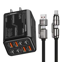 Chargeur USB Type C 8 ports 240W avec prise EU US UK, charge rapide USB-C PD, adaptateur de voyage pour téléphone portable Type-C