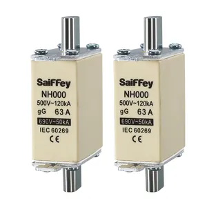 SAIFFEY Single Indicator NH00C 2A to 160A Ceramic Fuse Link 500/690V High Breaking Capacity Copper Blade HRC Fuse Link