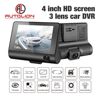 4.0 pouces IPS Écran Voiture Boîte Noire 3 Caméras Lentille Enregistreur Vidéo Voiture DVR Voiture Caméra Dash Cam avec Rétroviseur caméra