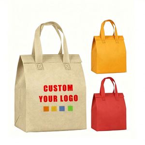 Sac isotherme pour la restauration rapide, personnalisé avec logo imprimé, bande adhésive bon marché, non tissé, sac à lunch isolé - Product Image 1