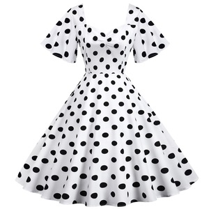 <span class=keywords><strong>Robe</strong></span> d'été vintage pour femmes, en maille, à pois, à imprimé floral, style A, style <span class=keywords><strong>pin</strong></span>-<span class=keywords><strong>up</strong></span>, <span class=keywords><strong>robe</strong></span> de soirée swing, Hurburn, années 50, années 60, rockabilly - Product Image 3