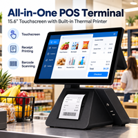 Terminal POS All-in-One Layar Sentuh 15,6 Inci dengan Printer Struk Thermal 58mm untuk Ritel dan Restoran