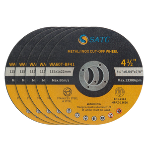En stock : 50 disques de coupe <span class=keywords><strong>4</strong></span> <span class=keywords><strong>1</strong></span>/<span class=keywords><strong>2</strong></span>'' (115 mm) ultra-minces pour métal et acier inoxydable, 0,040'' <span class=keywords><strong>x</strong></span> 7/<span class=keywords><strong>8</strong></span>'' - Product Image 1