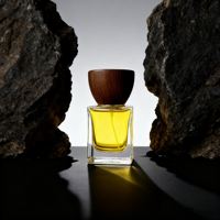 Botol Parfum Kosong Mewah Custom Pabrik, Semprotan 30 Ml 50ml 100ml, Botol Kaca Persegi Dasar Tebal, Tutup Kayu, Sablon
