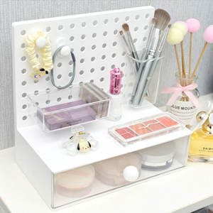 ชั้นวางของตั้งโต๊ะแบบเพ็กบอร์ด สีครีม รูปทรงสี่เหลี่ยมผืนผ้า สำหรับจัดระเบียบสำนักงาน วางซ้อนกันได้ เหมาะสำหรับห้องนอน บ้าน ห้องอ่านหนังสือ โต๊ะนักเรียน - Product Image 3