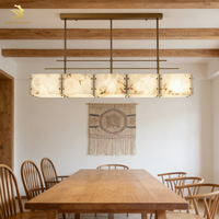 Penjualan Langsung Pabrik Lampu Gantung Linear Alabaster Alami Mewah Sederhana Gaya Nordik Spanyol Berkualitas Tinggi untuk Ruang Makan