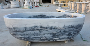Baignoires ovales modernes sur mesure de luxe en marbre de Forêt-Noire exclusif, autoportantes pour salle de bain, villa et hôtel - Product Image 4