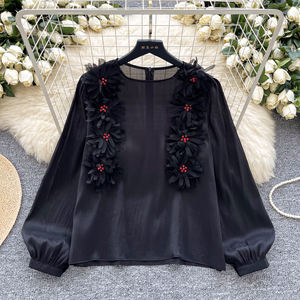 Lumière Mature Vent Vintage Senior Chemise Fleur Royal Sister Temperament <span class=keywords><strong>Blouse</strong></span> - Product Image 4