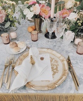 Ensemble de sous-assiettes de luxe pour événements et fêtes de 12 pouces, décoration de table, rouleau, bord doré marocain, vintage rose, chargeur en bois, assiette de mariage