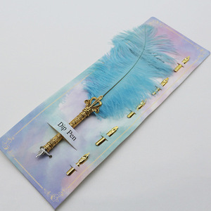 Advertising Gift Custom Logo Feather Dip Novelty Retro <b>Hook</b> Line Ballpoint Pen Metal 0.5Mm - Product Image 2