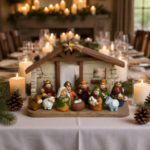Mini Figurines <span class=keywords><strong>de</strong></span> <span class=keywords><strong>noël</strong></span> en résine colorée, 4x6 pouces, ensemble <span class=keywords><strong>de</strong></span> 12 pièces, porte-bonheur, scène <span class=keywords><strong>de</strong></span> <span class=keywords><strong>noël</strong></span> - Product Image 2