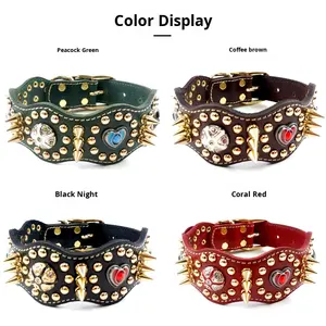 JXANRY-Chaîne de chien en or rose personnalisable, collier anti-loup en cuir avec pierre de cristal - Product Image 2