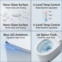 WC intelligent monobloc en céramique carrée avec bidet intégré, chasse d'eau automatique et télécommande, idéal pour projets hôteliers - Vente en gros usine