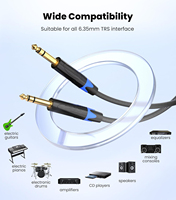Kabel AMP Gitar Bass 6.35mm, Kabel Audio Stereo Balanced 1/4 Inch TRS, Jack Male 6.3mm, Kabel Instrumen Gitar
