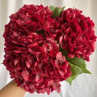 196 pétales d'hortensia artificiel en latex rouge foncé, aspect naturel, pour décoration de mariage et d'hôtel