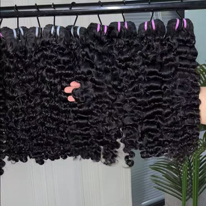 Lots de Cheveux Humains Bouclés Vietnamiens, Cheveux Vierges Bruts Doublement Étirés, Bouclés Profonds, Noir Naturel, 100g/paquet, Vente en Gros - Product Image 2