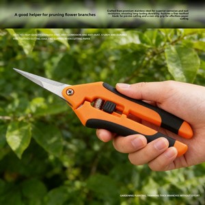 Ciseaux de Jardinage FPS03 pour la Récolte de Fleurs, Fruits, Raisins et Poivrons en Pot, Cisailles d'Extérieur en Acier de 6,5 Pouces avec Élagueuse - Product Image 1